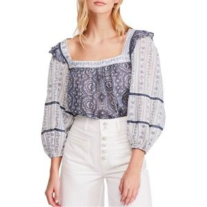 Free People Mixed Print Blouse